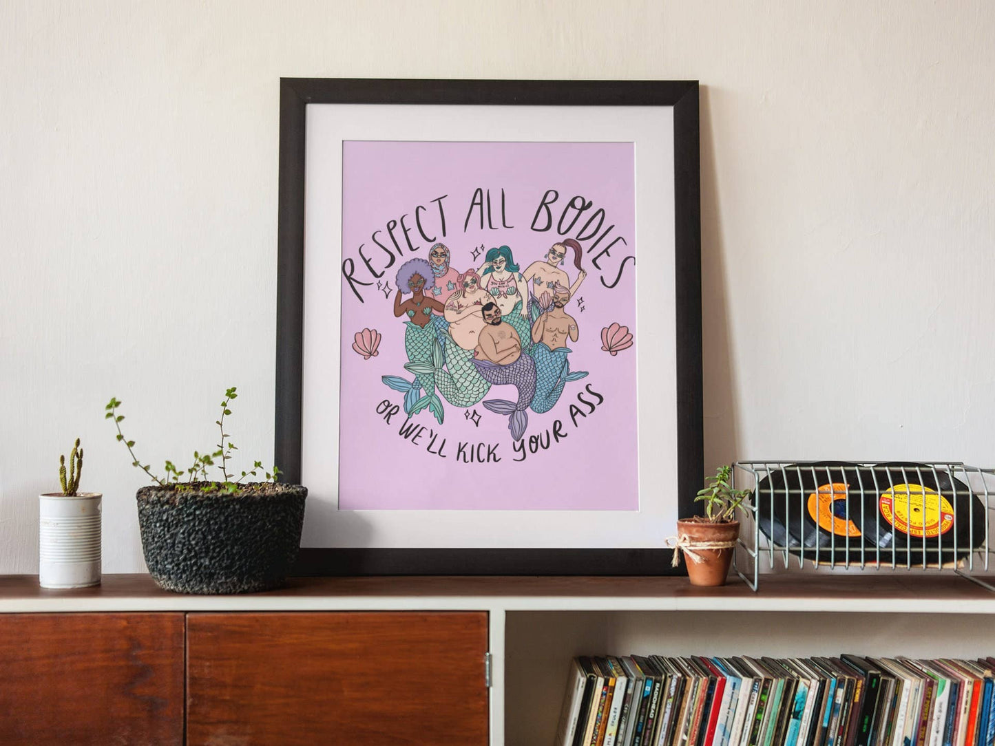 Chiaralascura - Body positive zeemeerminnen - kunstafdruk: Roze / A4