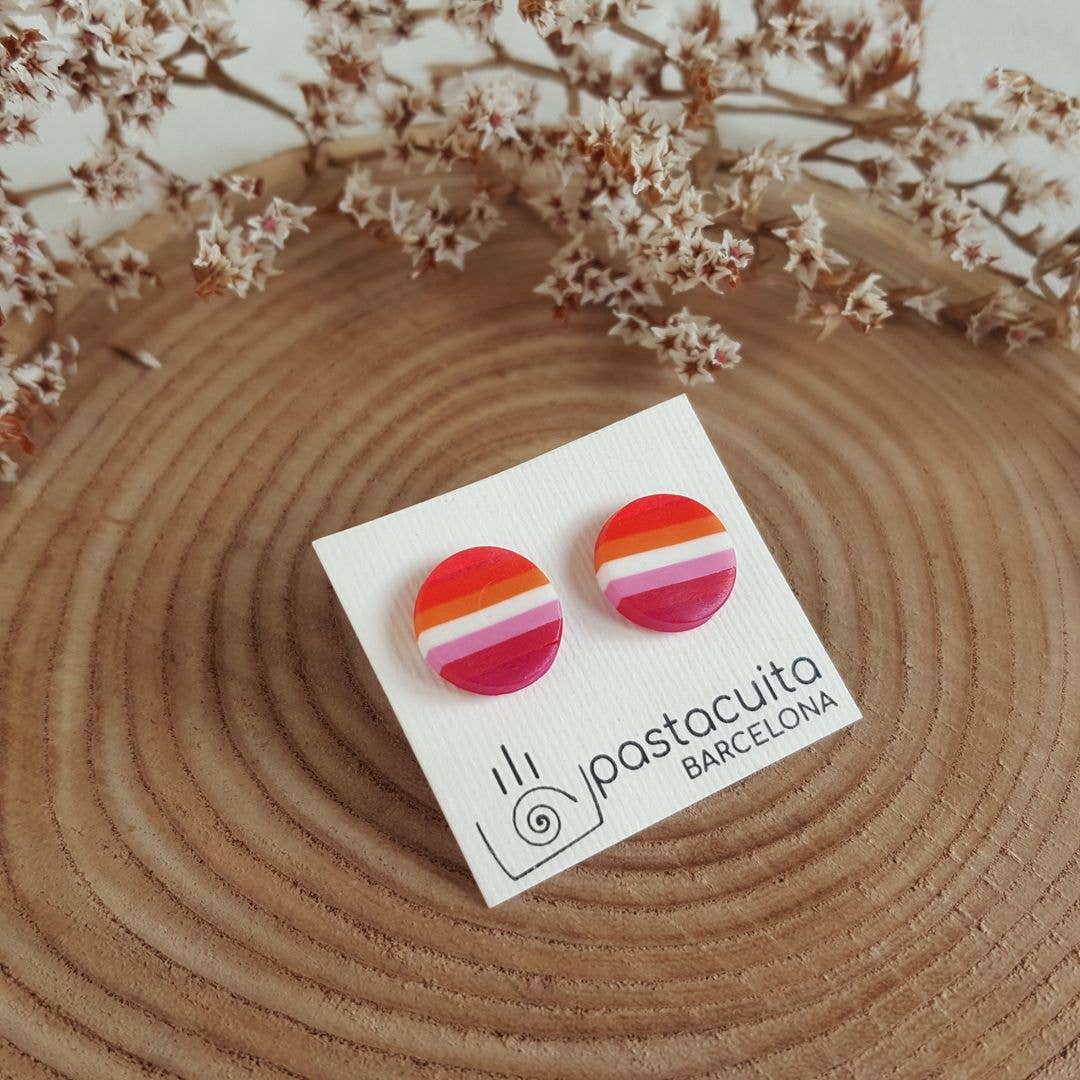 PASTACUITA - Lesbische trots LGBT oorstekers van polymeerklei: Cuadradito / Roestvrij staal, polymeerklei
