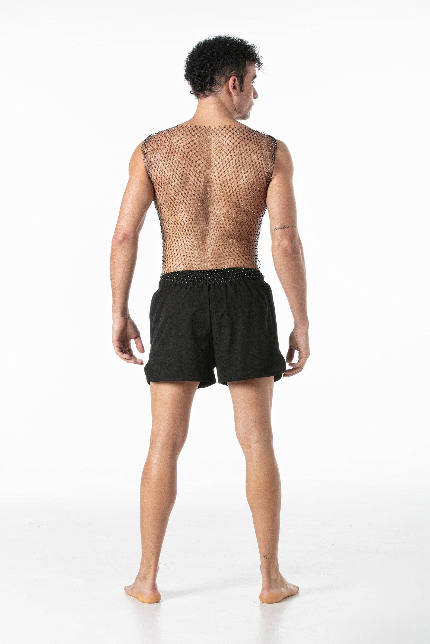 LEADER - Mesh party tanktop zwart: S