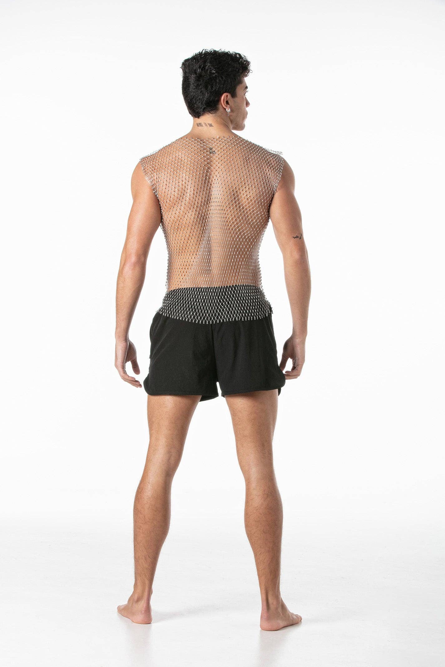 LEADER - Mesh party tanktop zilver: L