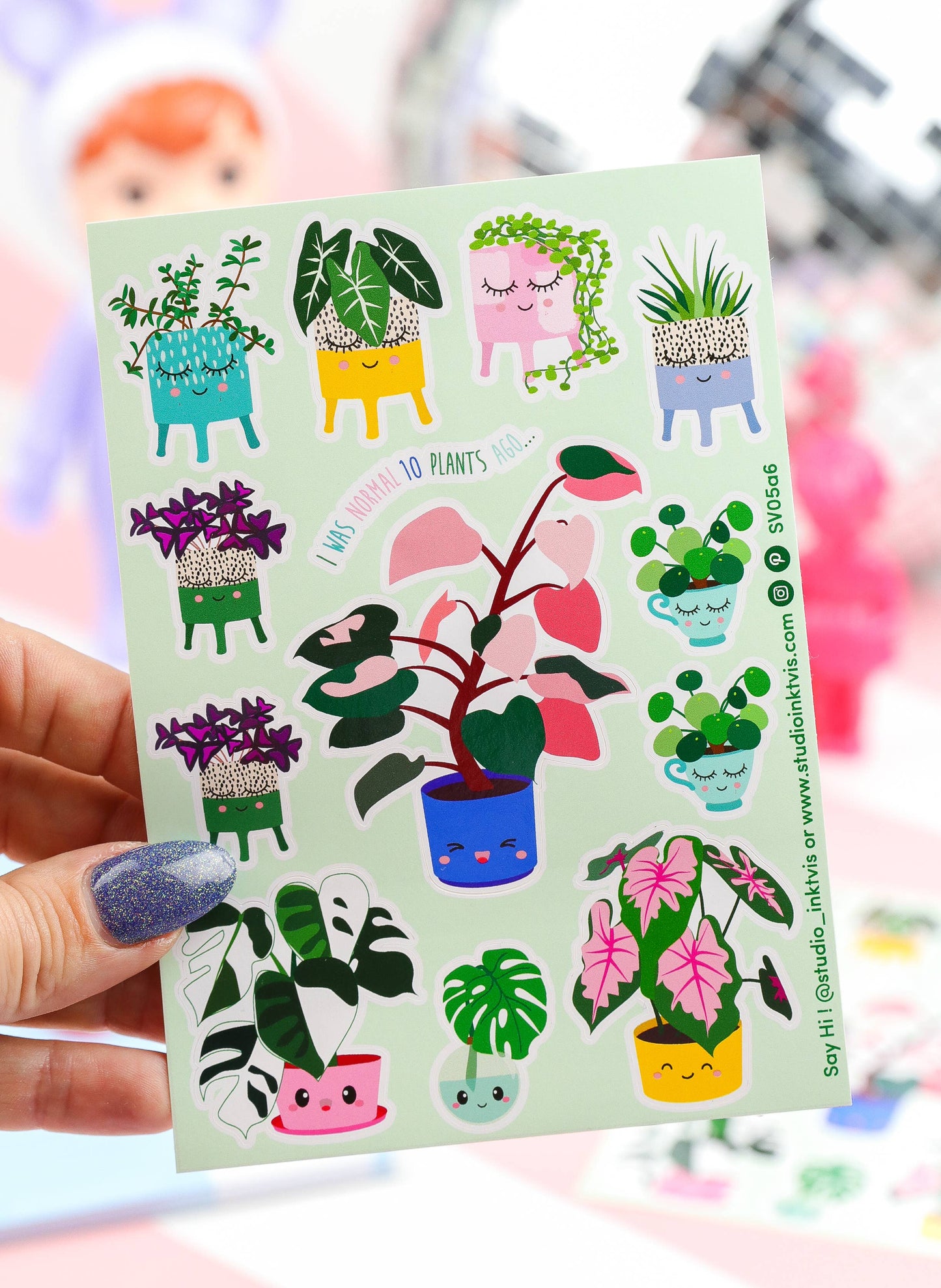 Studio Inktvis B.V. - Stickervel Planten met Pink Princess, Monstera en Pilea