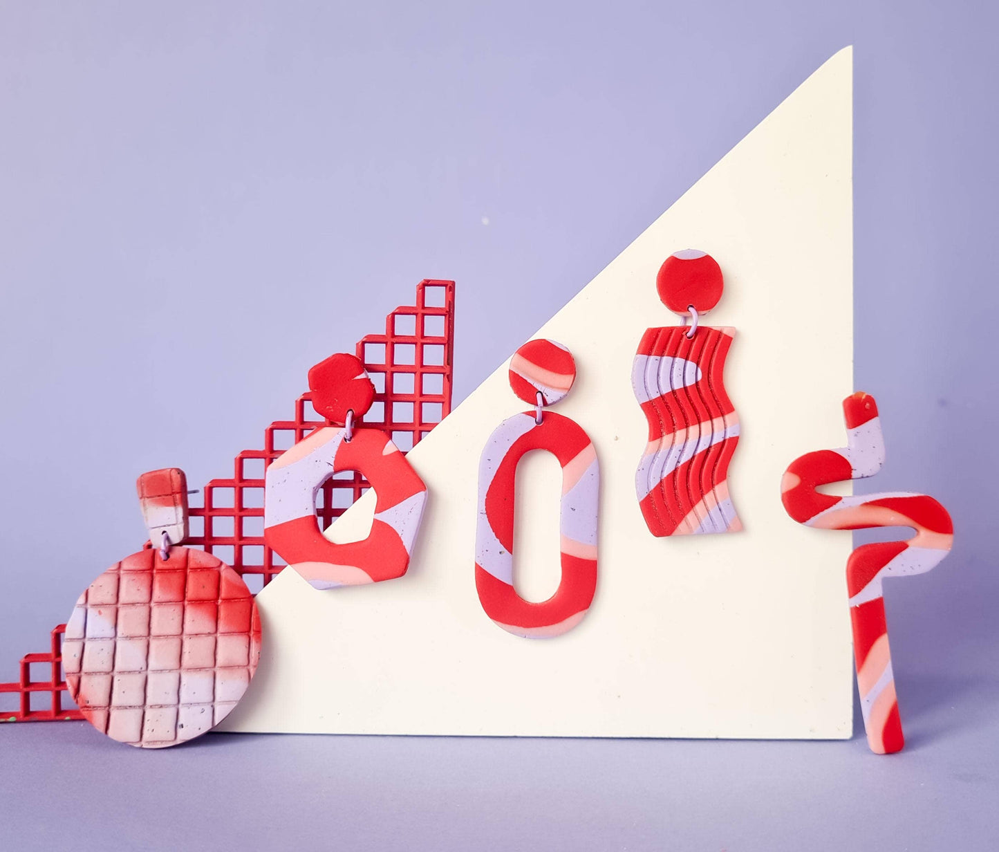 Mono - Dopamine Memphis Oorbellen - Handgemaakte Hangers van Polymeerklei