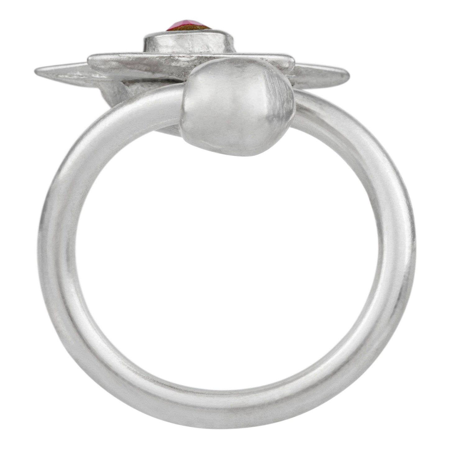 Gloria Mago - Swarovski sterrenring fuschia zilver 925 verguld