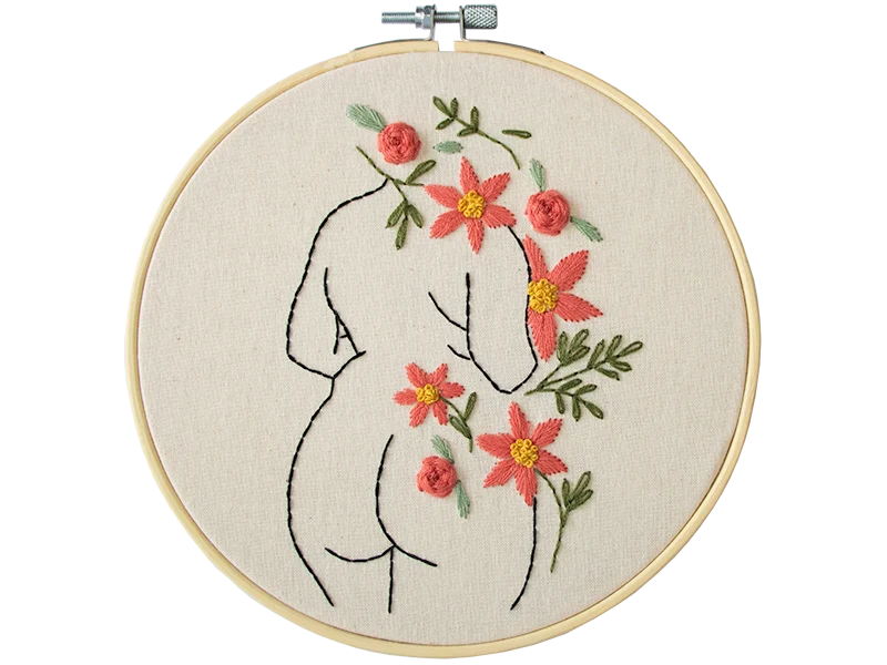 Red Bloom Booty – Embroidered Wall Art kit 18cm Red ros