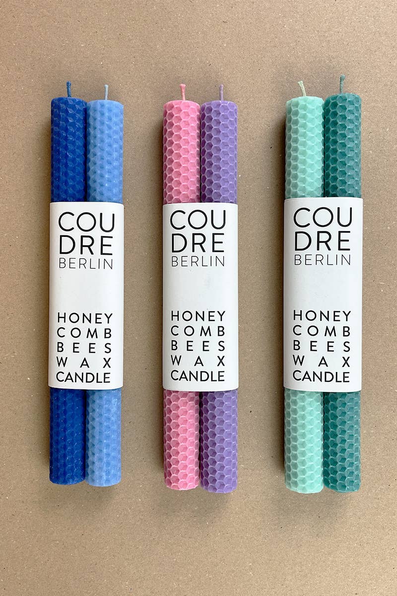 Hand Rolled Beeswax Stick Candles Set - Pistache