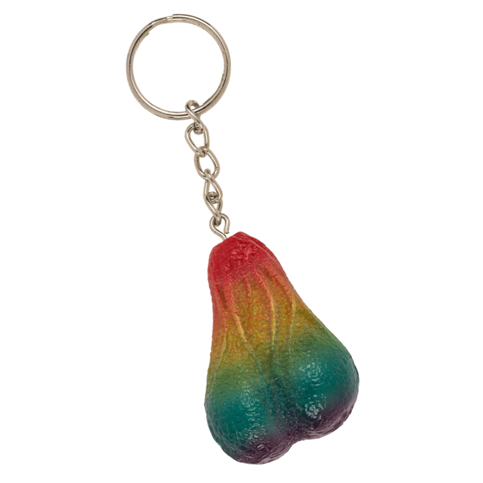 Out of the blue KG - Metalen sleutelhanger met regenboog testikel
