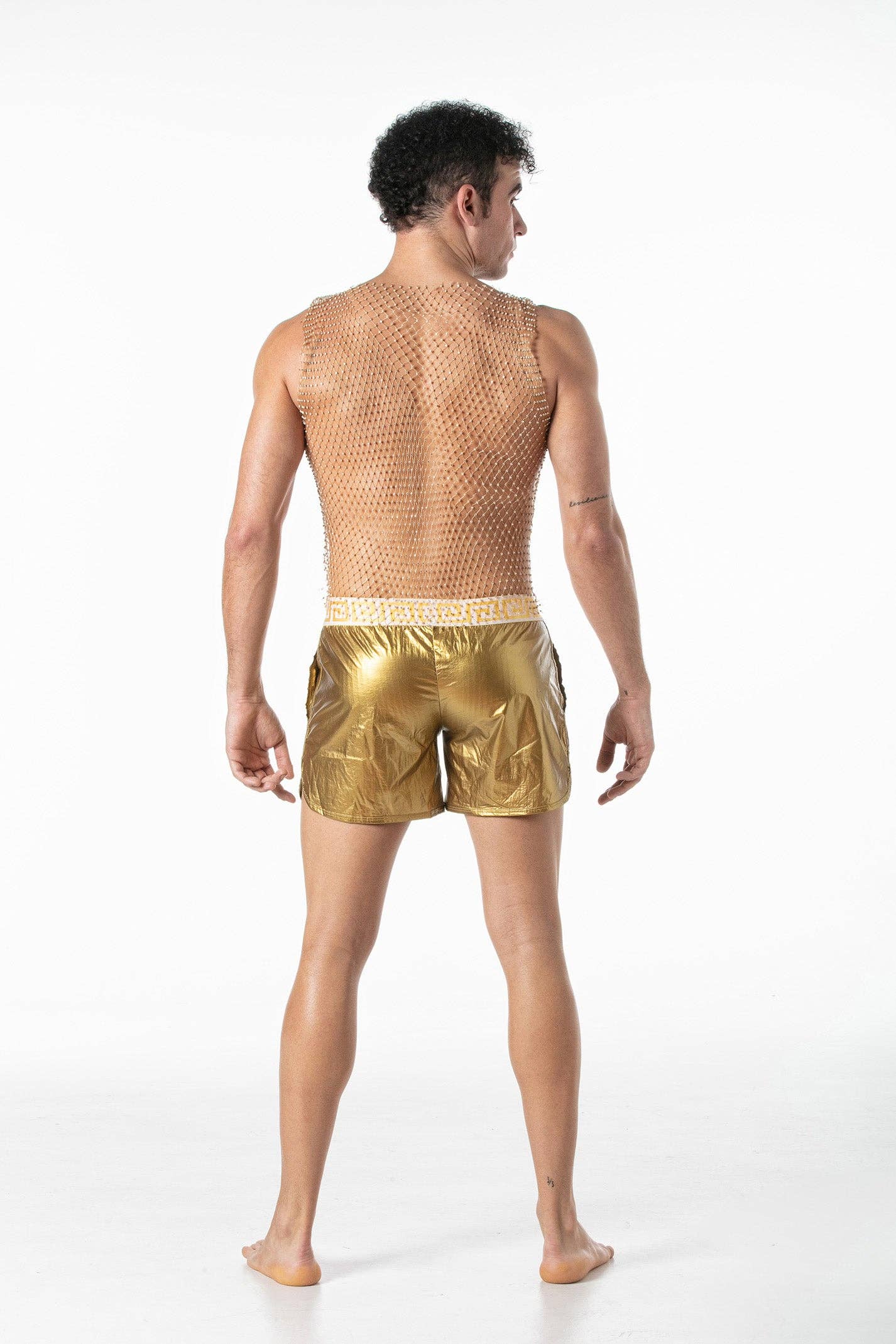 LEADER - Mesh party-tanktop goud: S