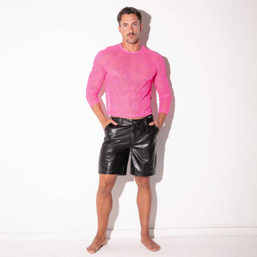 CODE 22 - 9776-32_FUCHSIA_KANTEN_T-SHIRT_MET_LANGE_MOUWEN: FUCSHIA / L