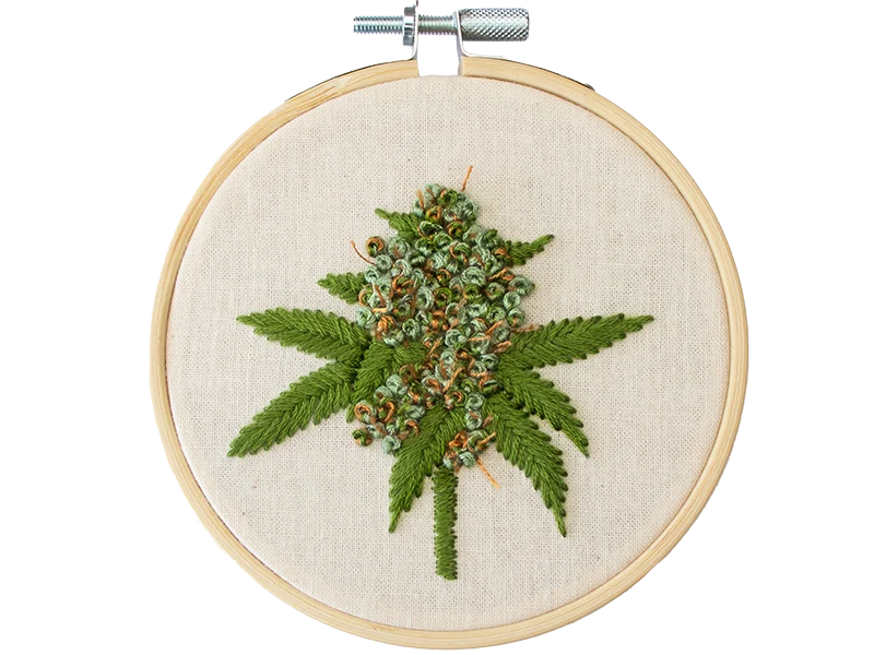 Botanical Cannabis Embroidery Kit 10 cm