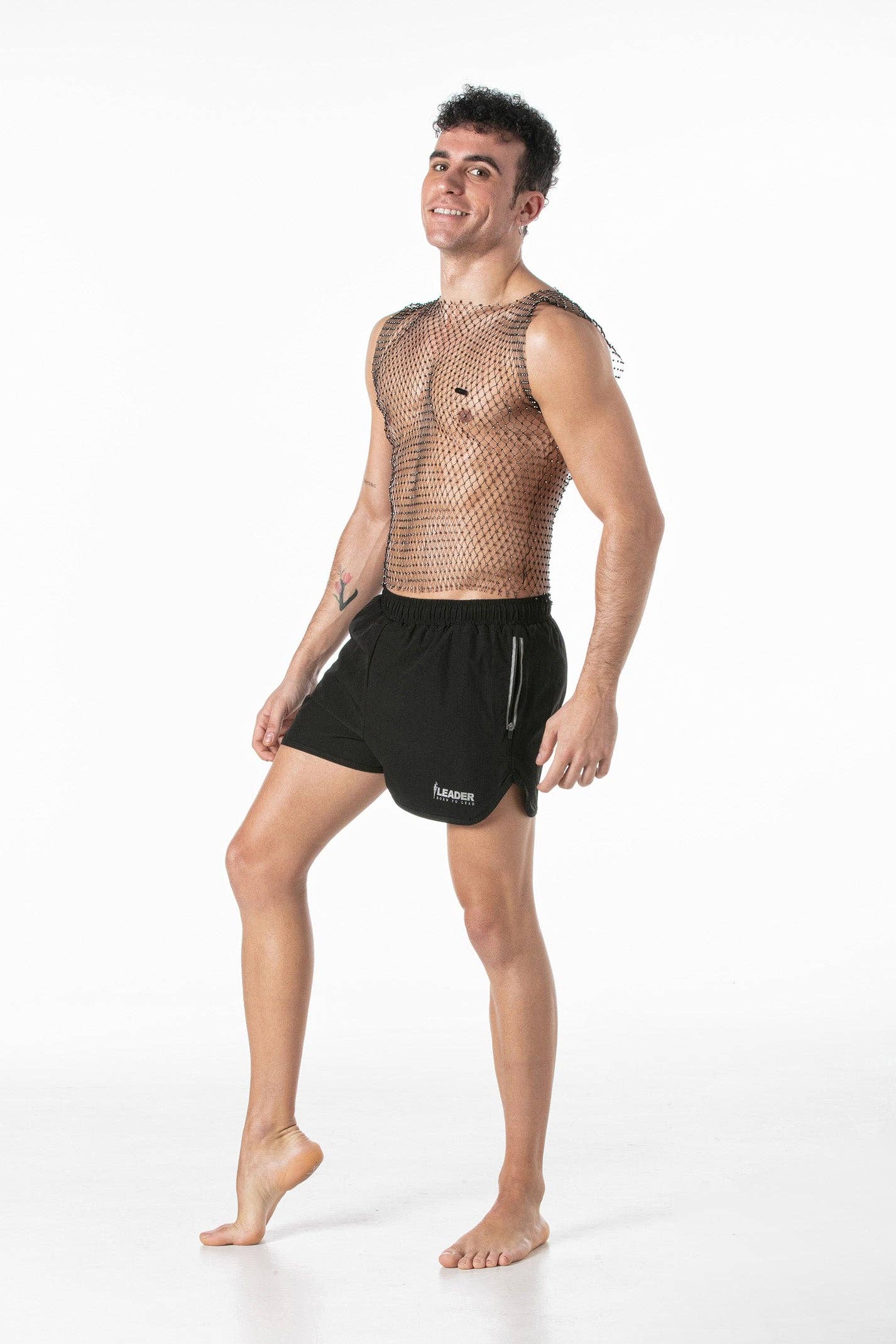 LEADER - Mesh party tanktop zwart: S