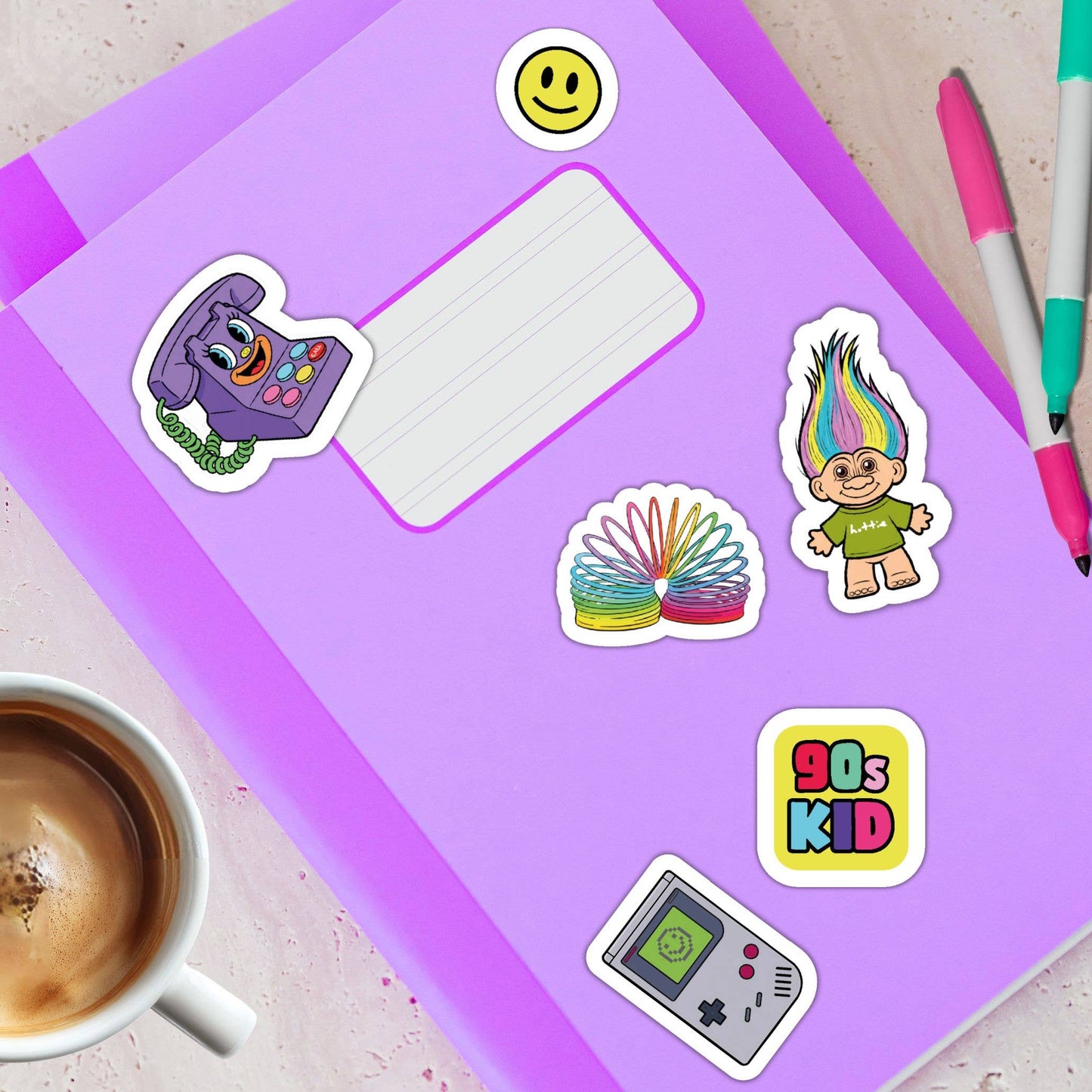 Studio Soph (We Pay Your Import Fees - We Ship DDP) - 90s-kid A5-stickervel: Verpakt met plastic hoesje