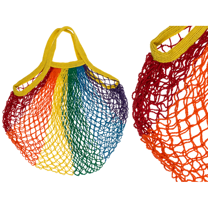 Out of the blue KG - Boodschappennet met handvat in regenboogkleuren