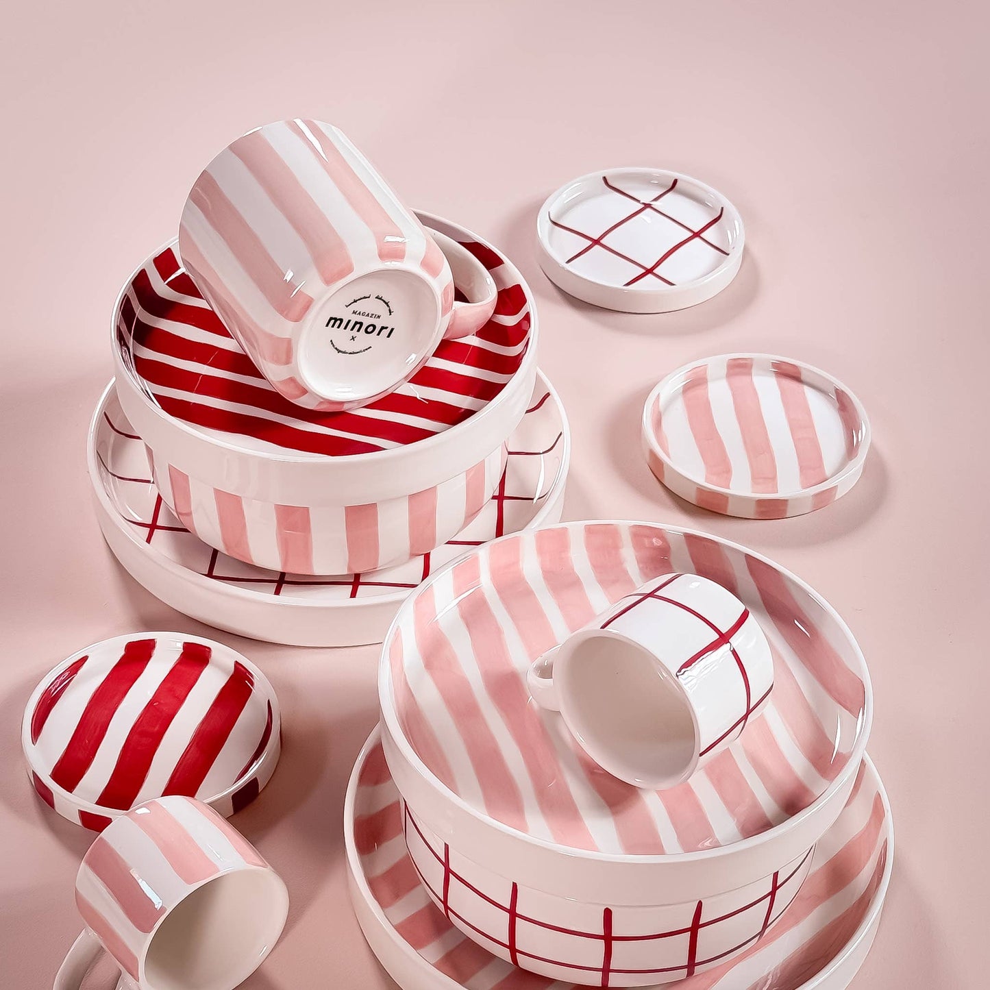 Magazin Minori - Schaal groot Stripes - incanto rose