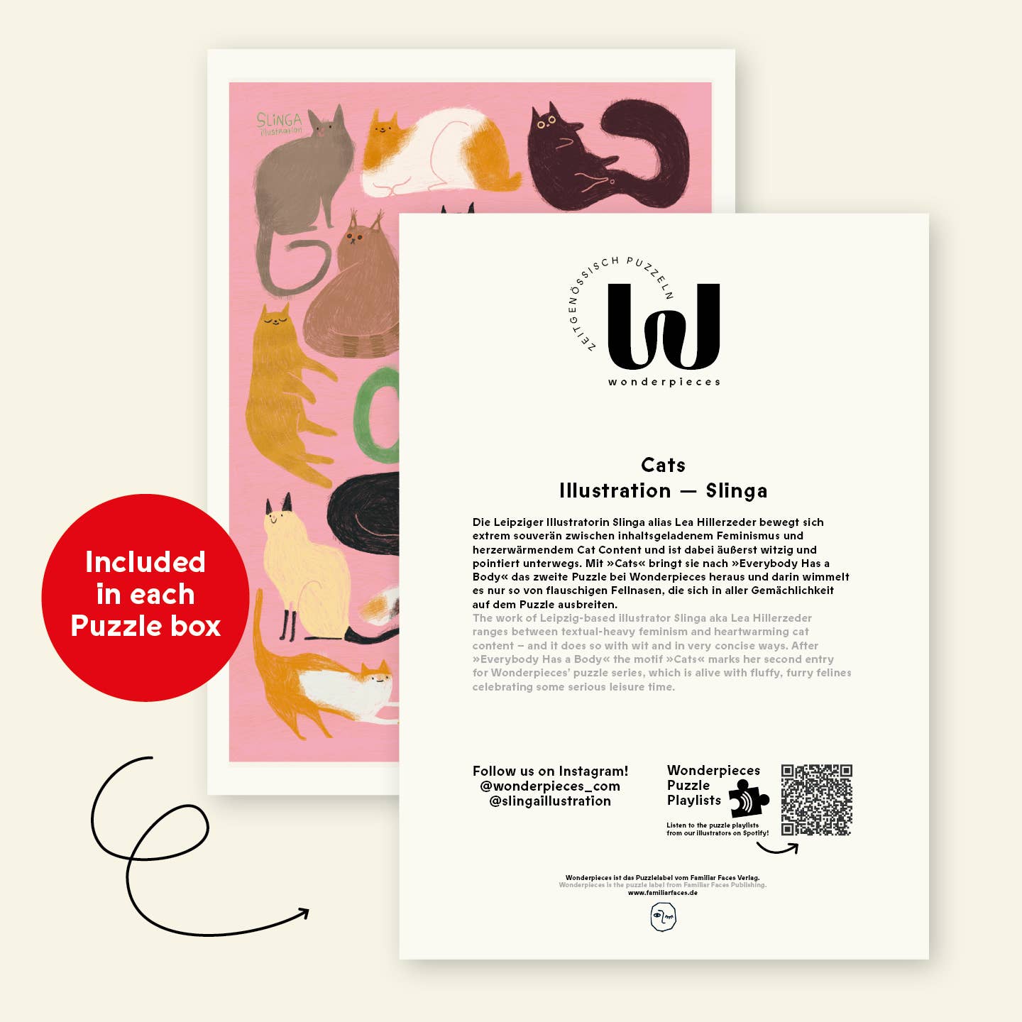 Wonderpieces - «Cats» puzzel | Illustratie van Slinga