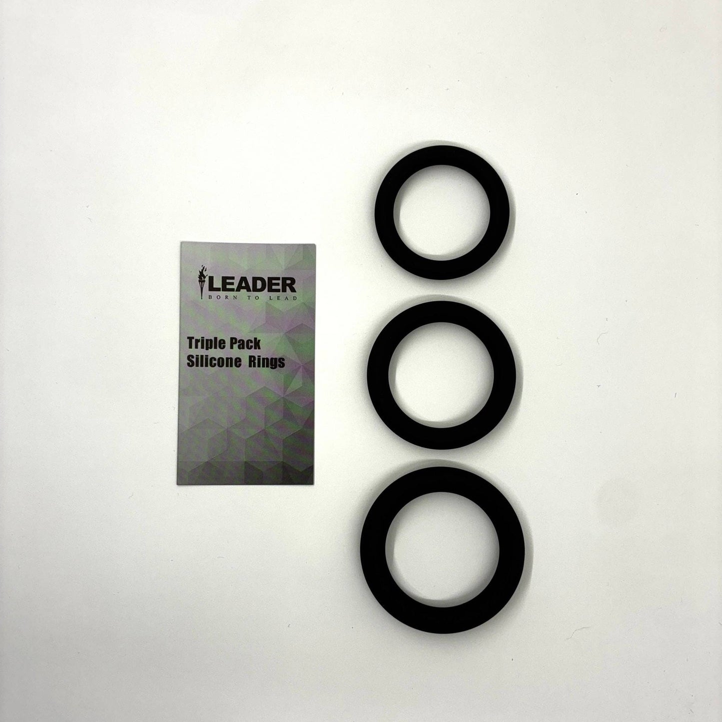 LEADER - Set van drie siliconen ringen, zwart