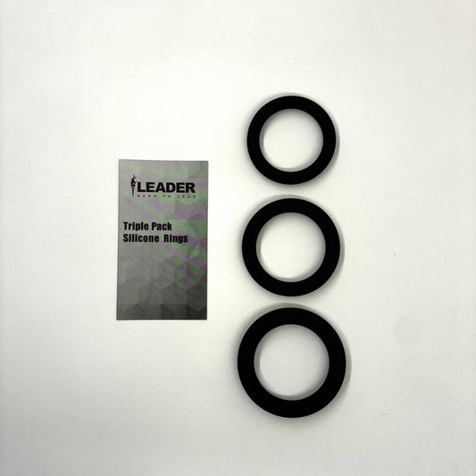 LEADER - Set van drie siliconen ringen, zwart