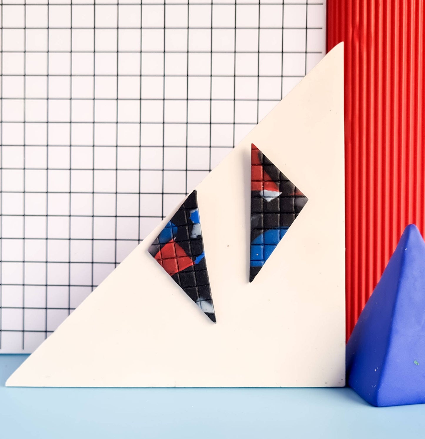 Mono - Zwarte en meerkleurige handgemaakte oorbellen van polymeerklei: 2