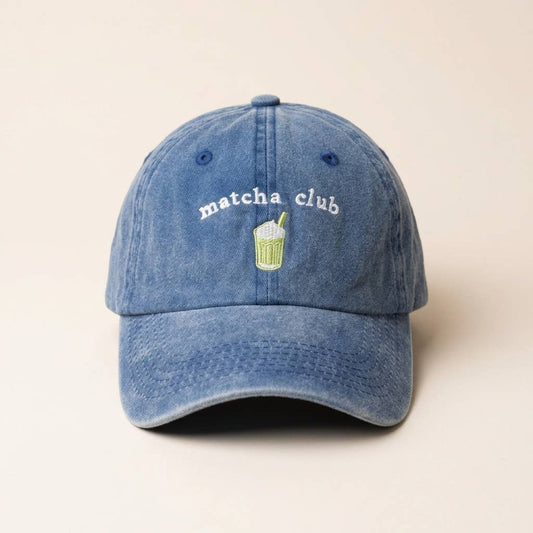Grasshopper - Matcha Club blauwe geborduurde pet