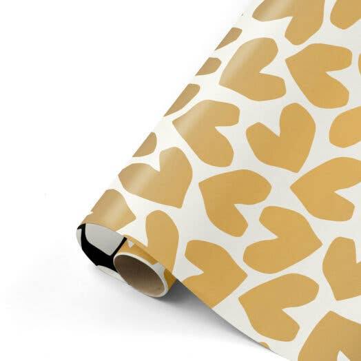 CollectivWarehouse - XL Solo Hearts – Rollen cadeaupapier: Kraft/wit