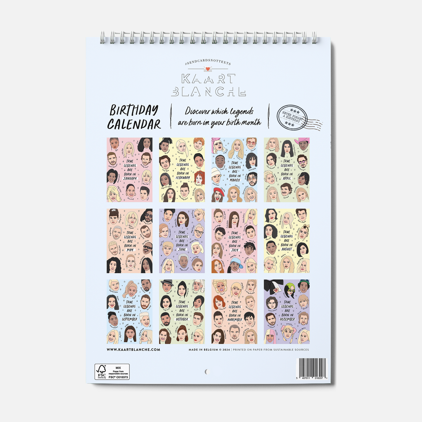Kaart Blanche - Bijgewerkte verjaardagskalender Birthday Legends