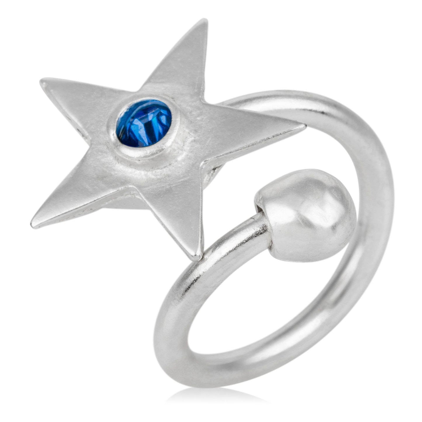 Gloria Mago - Swarovski kristal sterrenring blauw plata925