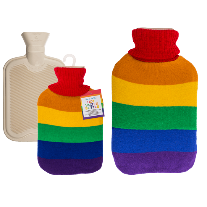 Out of the blue KG - Warmwaterkruik ivoorkleurig 'Pride' met polyester hoes van 100%, 2 liter, ca. 18 x 34 cm, met ophanghaak