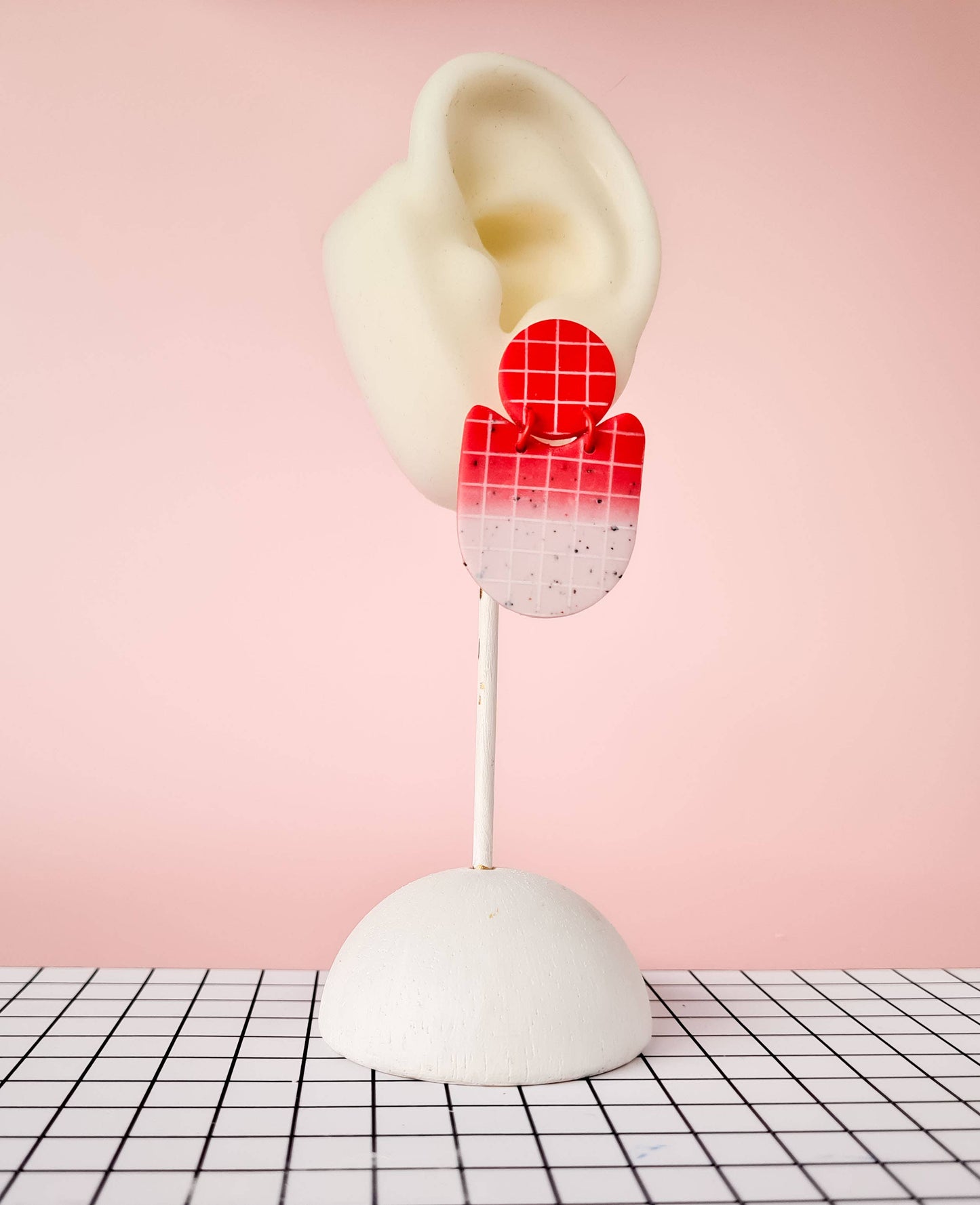 Mono - Handgemaakte rode en roze oorbellen van polymeerklei, 3 stijlen: 1