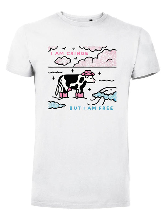 #MAISENZA - Bedrukt T-shirt - Ik ben Cringe maar ik ben Vrij: Wit / M