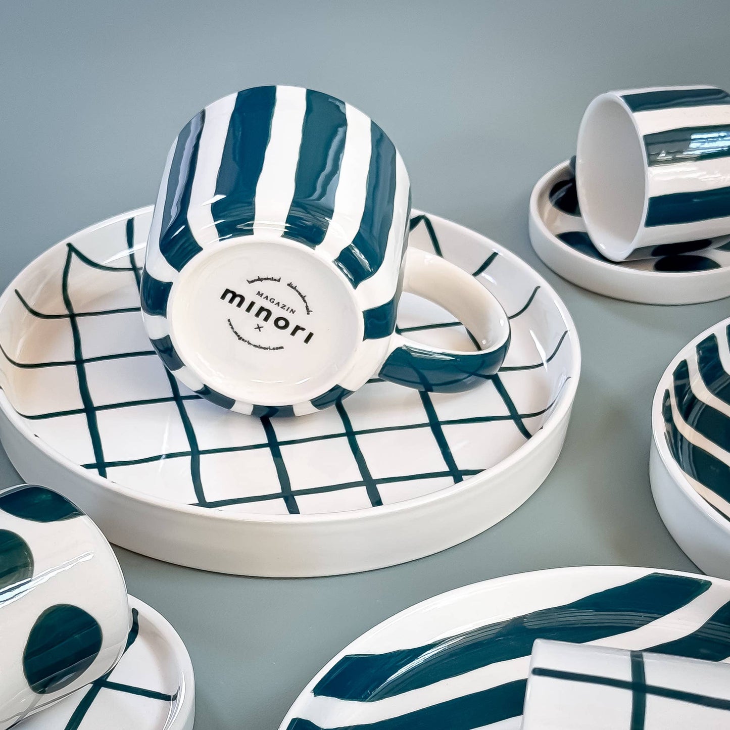 Magazin Minori - Teller klein Grid - zacht groen