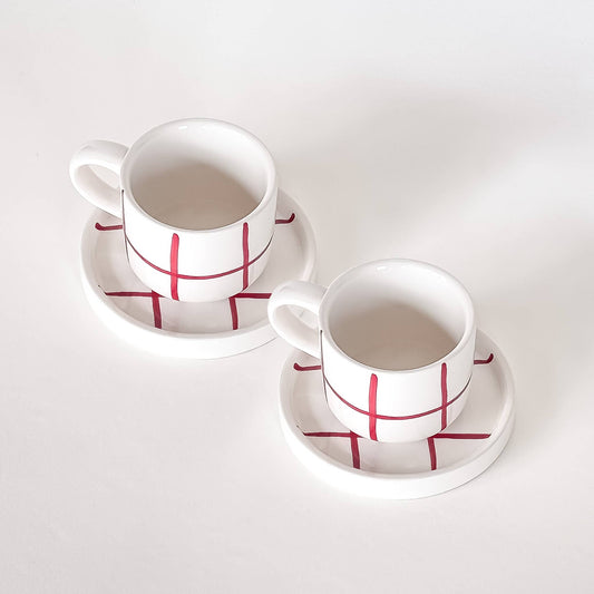 Magazin Minori - Espresso Grid - tramonto rood (2-delige set - 4 onderdelen)
