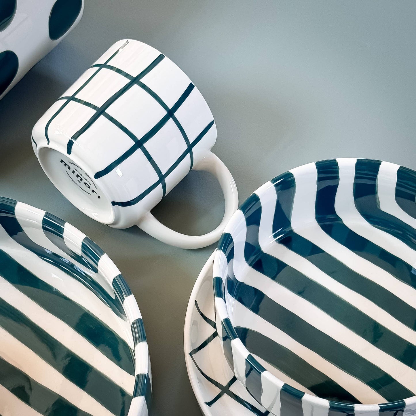 Magazin Minori - Espresso Grid - zacht groen (2-delige set - 4 stuks)