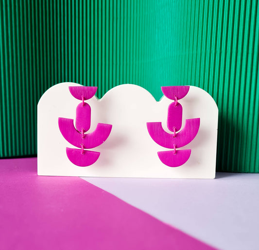 Mono - Handgemaakte oorbellen van polymeerklei | 3 kleuren: Fuchsia