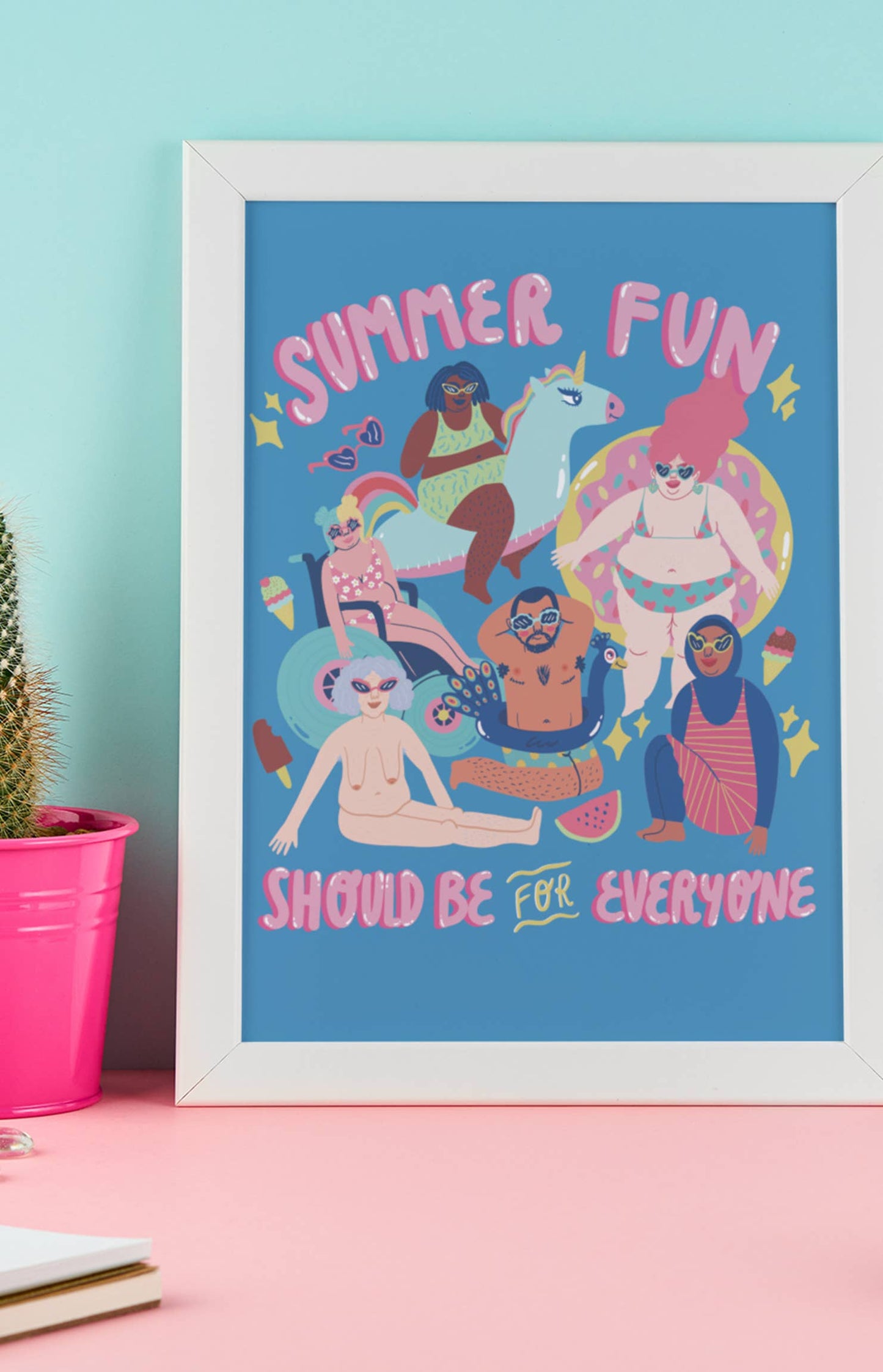 Chiaralascura - Summer fun - Body positive kunstprint: A4