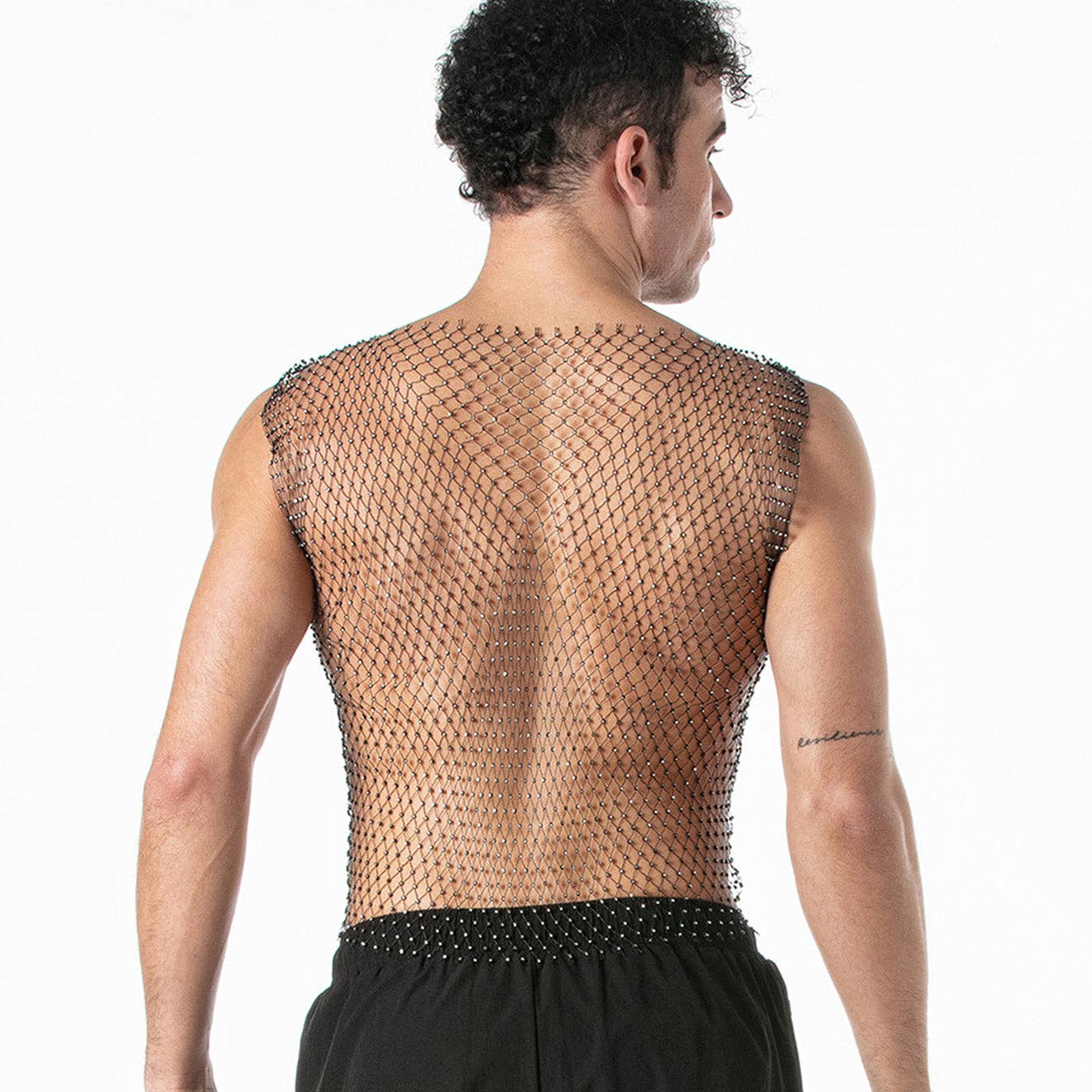 LEADER - Mesh party tanktop zwart: S