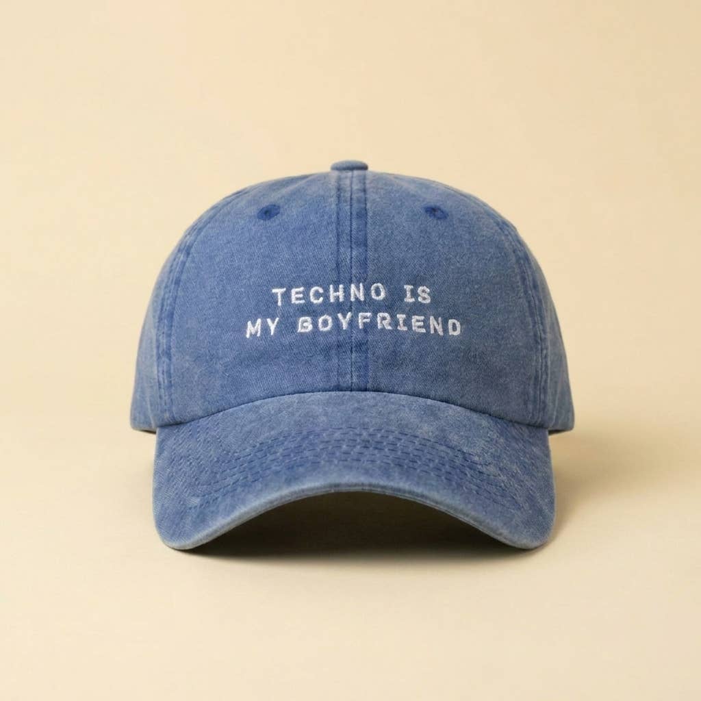 Grasshopper - Techno Is My Boyfriend - Geborduurde feest- en clubpet: Blue