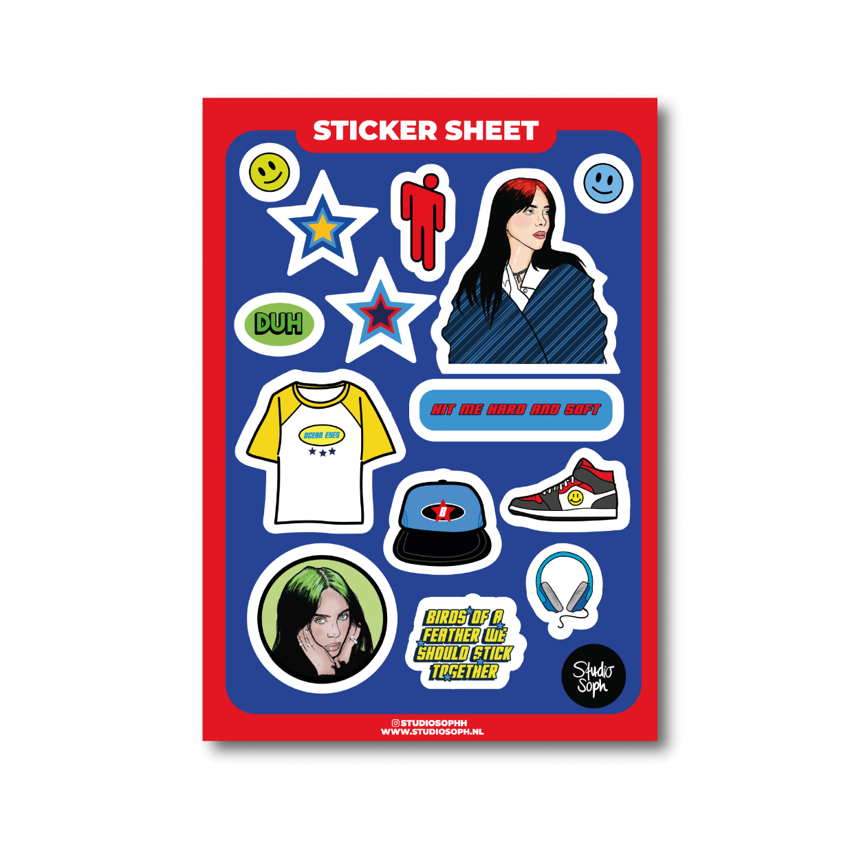 Studio Soph (We Pay Your Import Fees - We Ship DDP) - Billie A5 stickervel: Verpakt in plastic hoesje