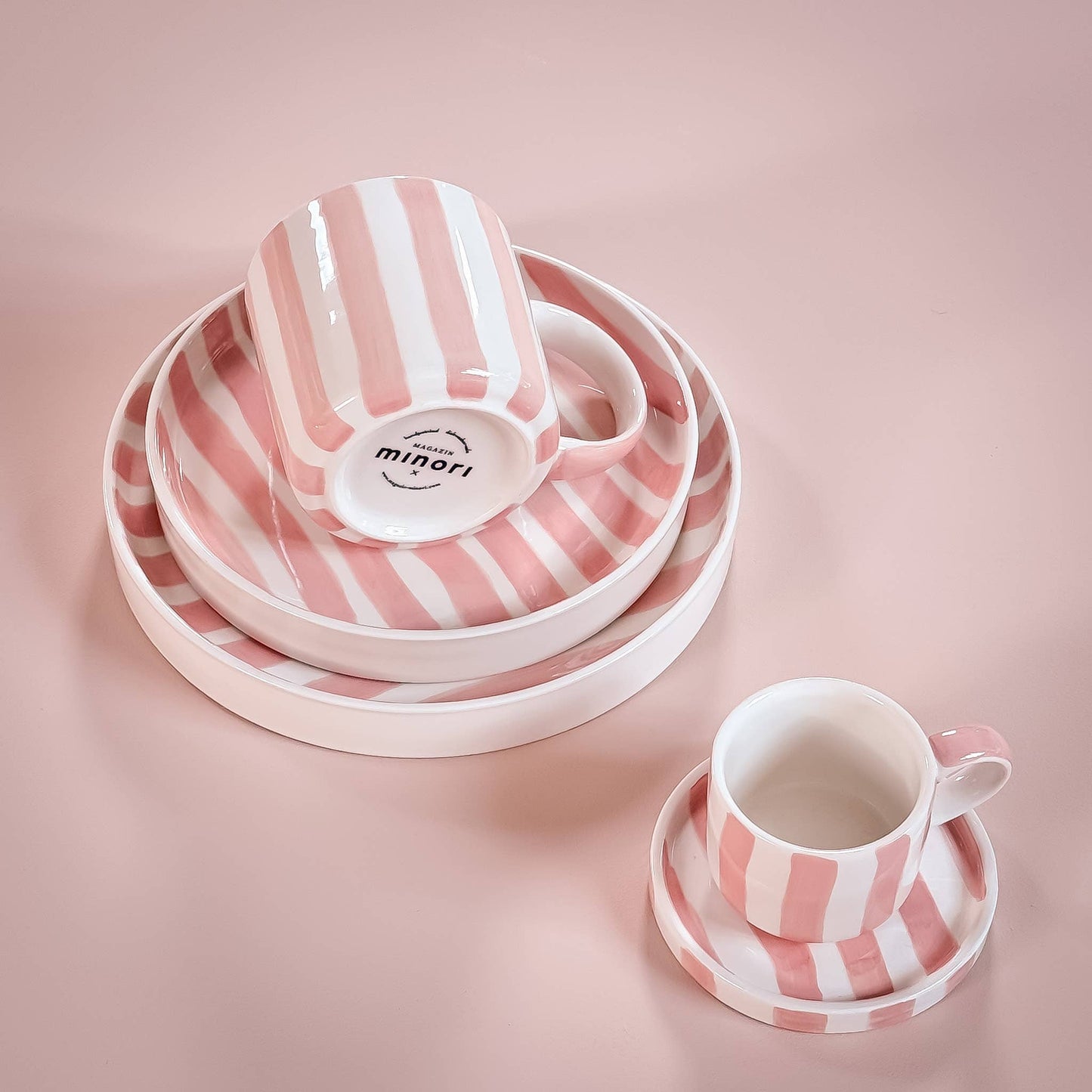 Magazin Minori - Espresso Stripes - incanto rose (set van 2, 4 stuks)