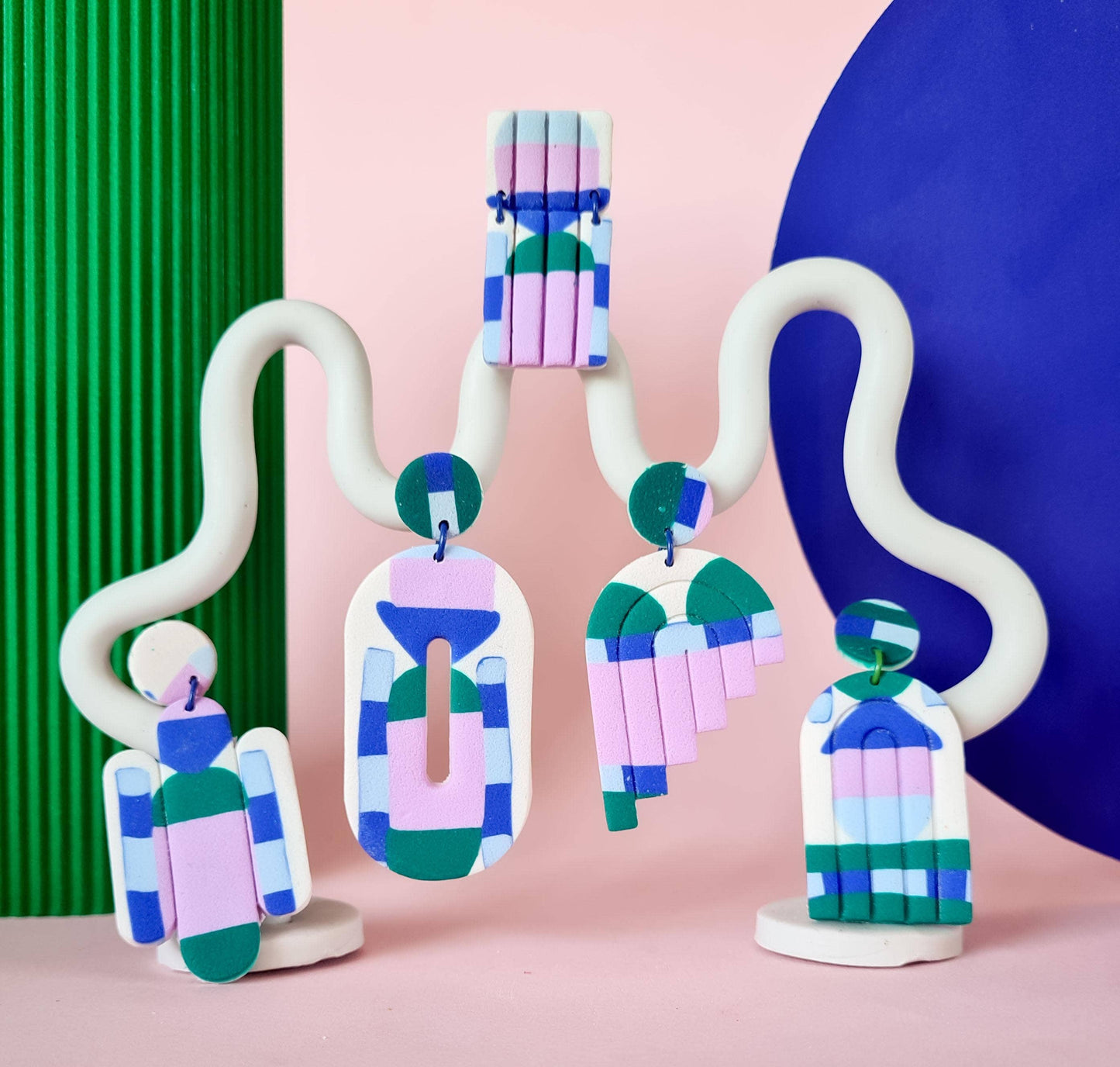 Mono - Polymeer Klei Oorbellen | Handgemaakt | 80's Art Deco