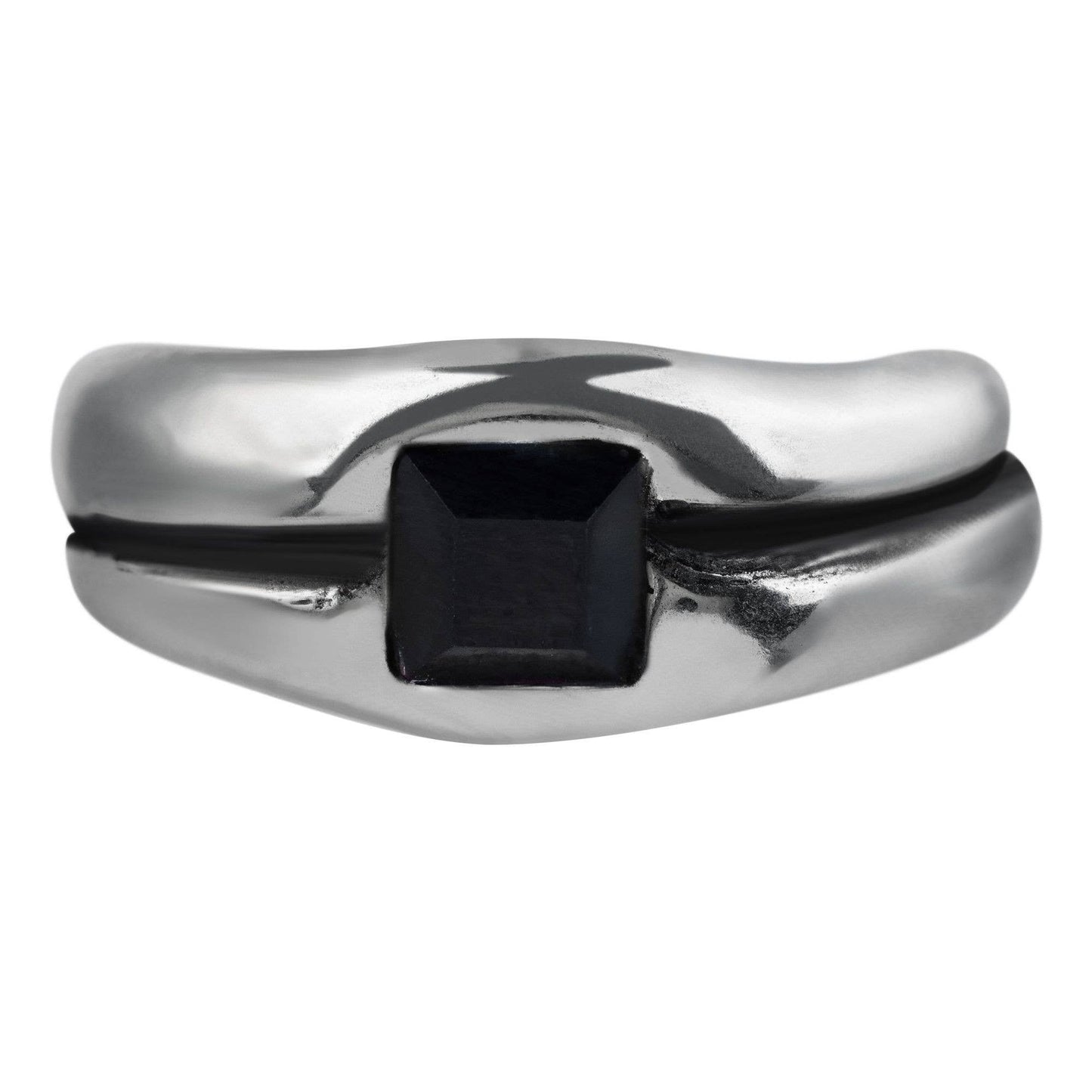 Gloria Mago - Zwart Swarovski-ring zilver 925 verguld T16
