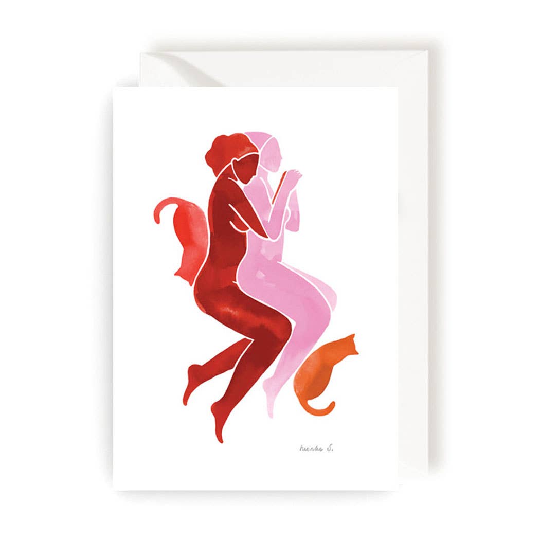 Nienke Slotboom - Queer kaart - Opkrullen met de katten