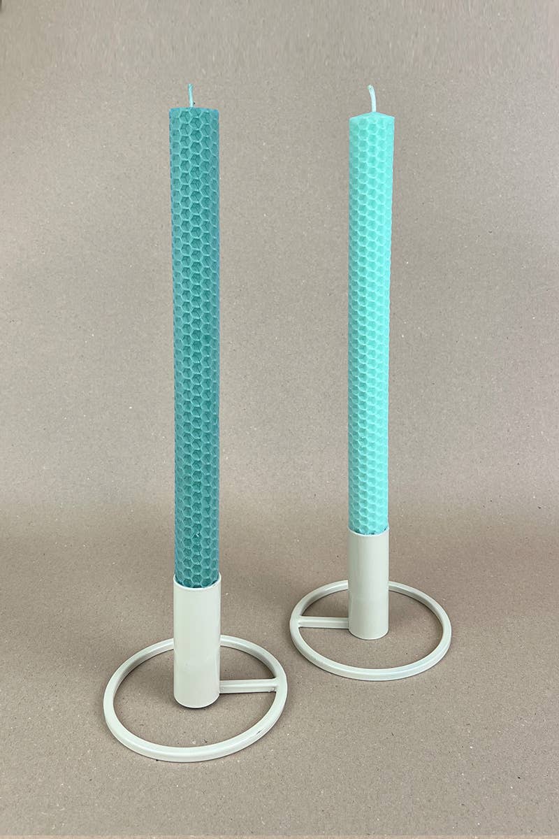 Hand Rolled Beeswax Stick Candles Set - Pistache