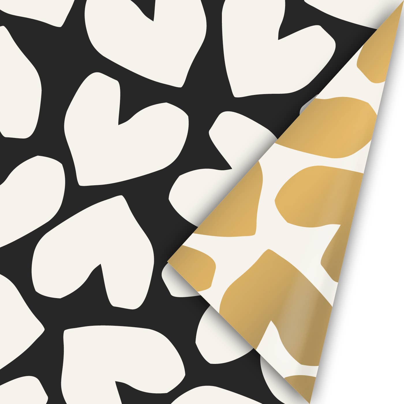 CollectivWarehouse - XL Solo Hearts – Rollen cadeaupapier: Zwart/wit