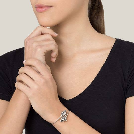 Gloria Mago - Verstelbare armband met tijgerkop, verzilverd