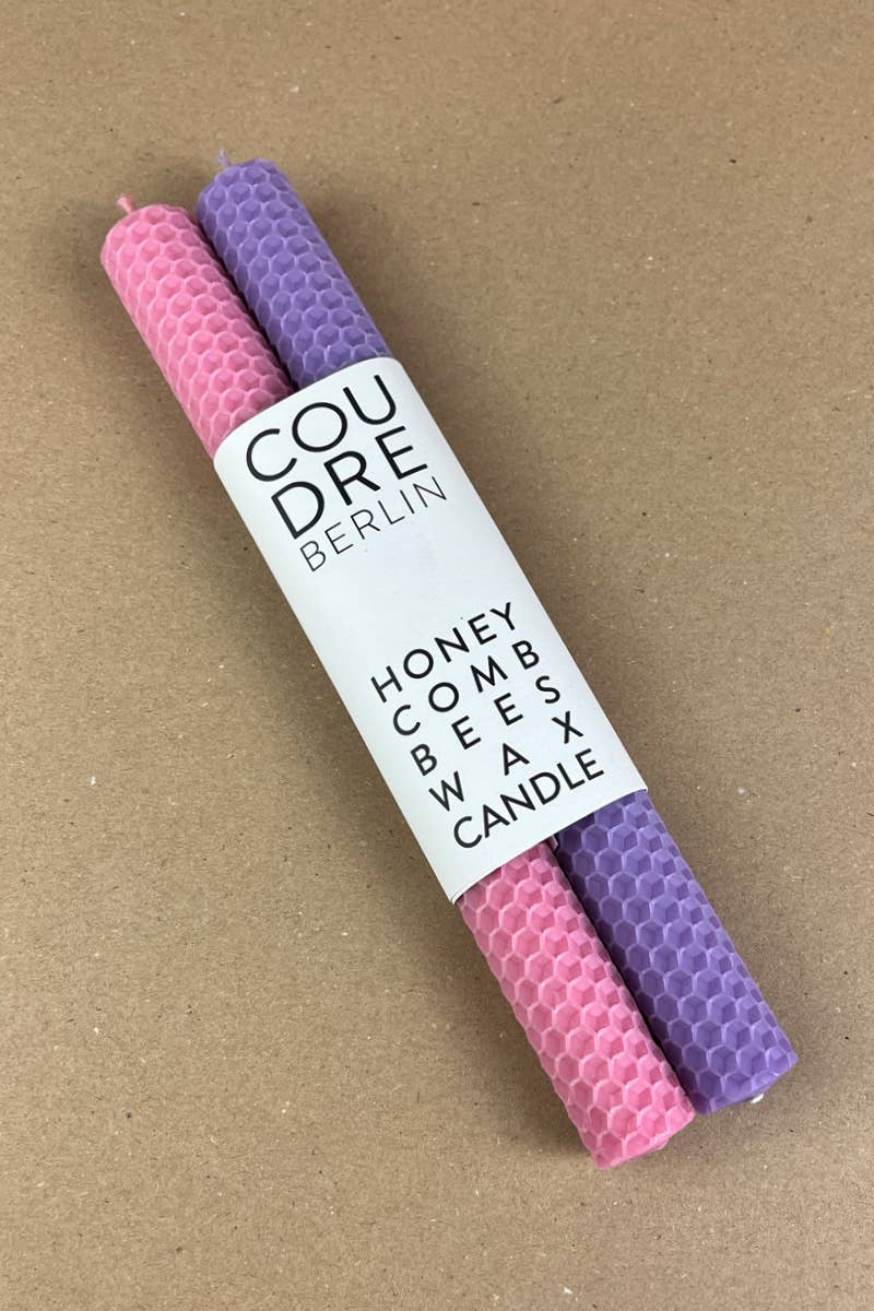 Hand Rolled Beeswax Stick Candles Set - Rose lila