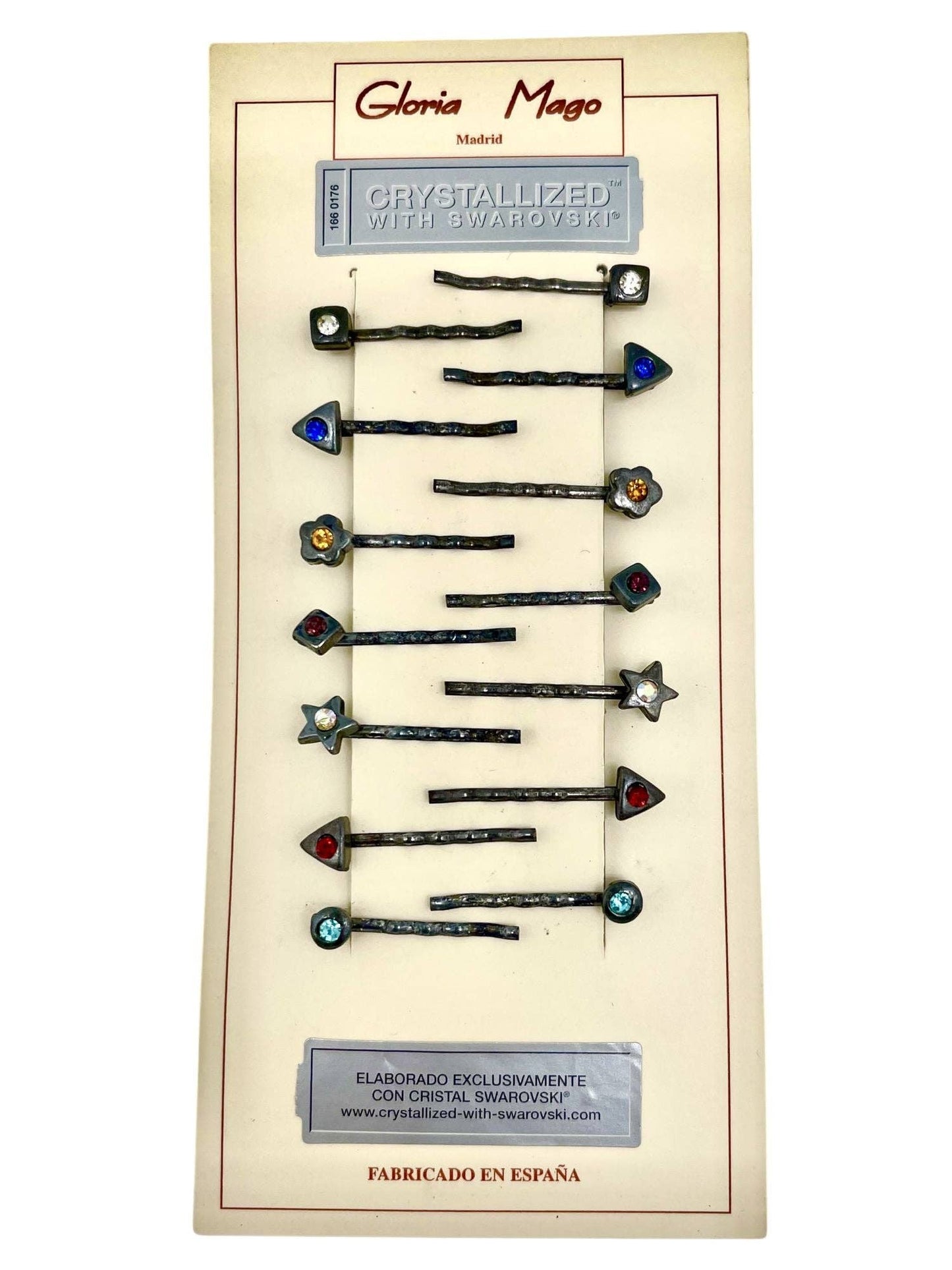 Gloria Mago - Pak 14 Mini Haarspeld assorti geometrisch en SW-kristal