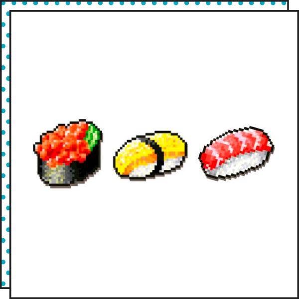 Tattoonie - 8bit sushi tijdelijke tattoo (set van 10)