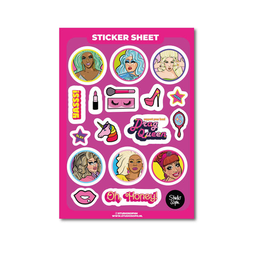 Studio Soph (We Pay Your Import Fees - We Ship DDP) - Drag Queen stickerblad A5-formaat: Verpakt in plastic hoesje