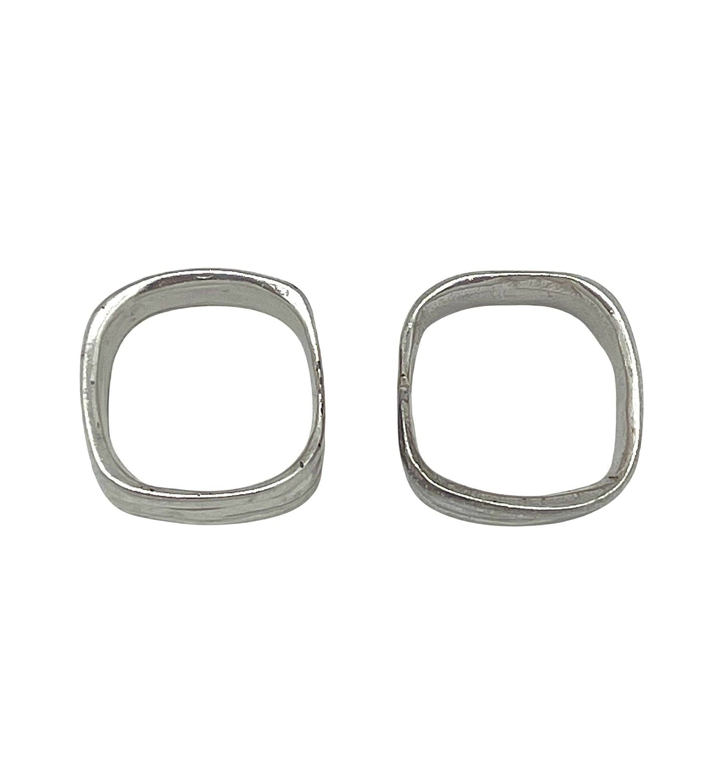 Gloria Mago - Paar vierkante ringen Lijnen sterling zilver 10µ