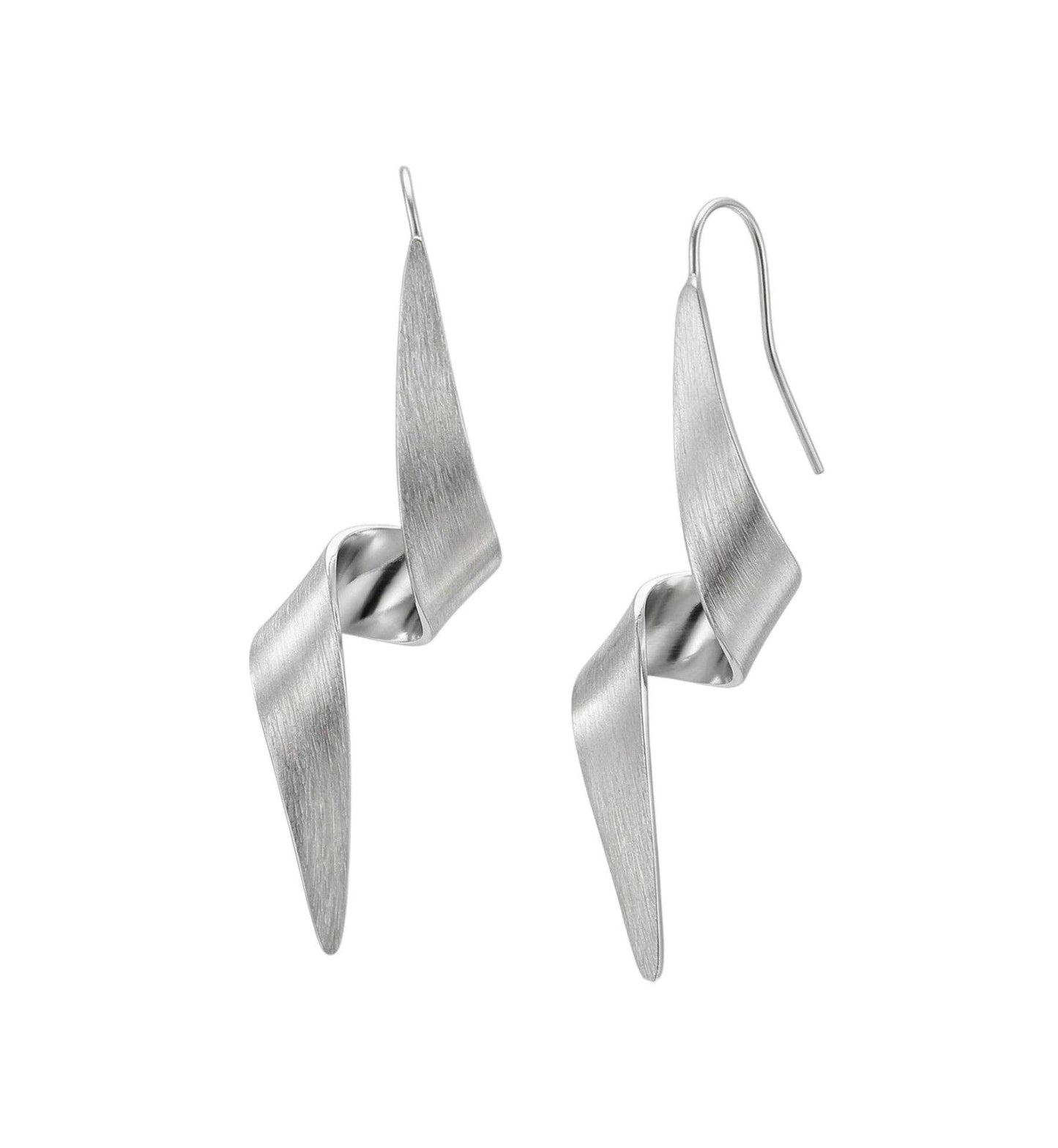 Gloria Mago - Zilverkleurige oorbel met haak en spiraalvormige hanger
