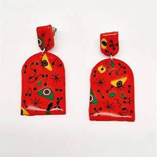 PASTACUITA - Grote hangende oorbellen in surrealistische stijl: Lavender_90-212 / Polymeerklei en roestvrij staal